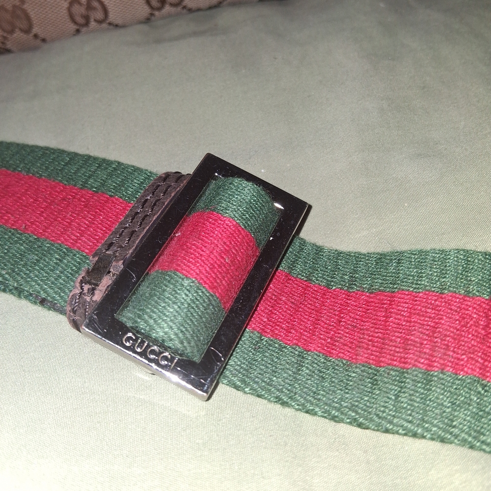 Gucci Monogram Canvas Bag with Green and Red Strap - Picture 8 of 8